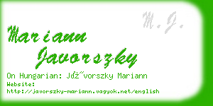 mariann javorszky business card